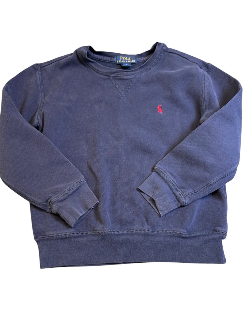 Polo Ralph Lauren Boys Girls Sweatshirt Size S 8 Navy Blue Crewneck Red Pony